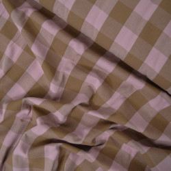 Coton tissé à carreaux - Rose et brun - Calissone