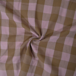 Coton tissé à carreaux - Rose et brun - Calissone