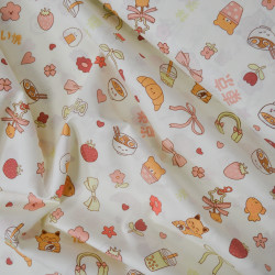 Asian coffee Time cotton poplin - Calissone
