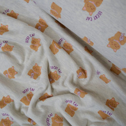 Sweat léger Lucky Cat - Ecru chiné - Calissone