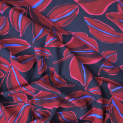 Viscose foliage - Red and navy blue - Calissone