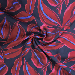 Viscose feuillage - Rouge et bleu marine - Calissone