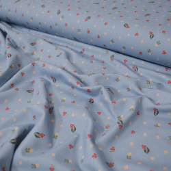 Jersey petites fleurs - Bleu ciel - Calissone