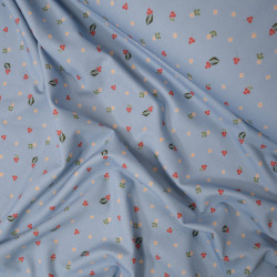 Jersey petites fleurs - Bleu ciel - Calissone