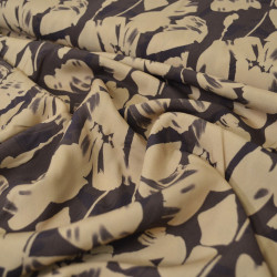 Viscose Abstract flower - Beige et brun - Calissone