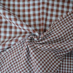 Double gaze de coton vichy - Bleu ciel et brun - Calissone