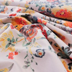 Flammed linen cotton fabric - French bouquet - Calissone