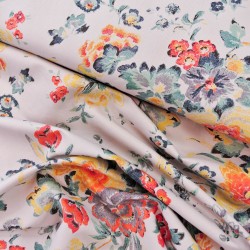 Flammed linen cotton fabric - French bouquet - Calissone