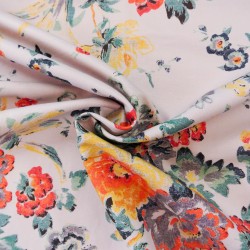 Flammed linen cotton fabric - French bouquet - Calissone