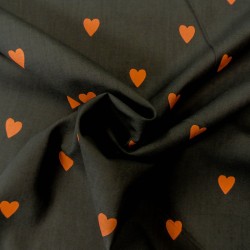 Cotton cambric - Love Heart Black - Calissone