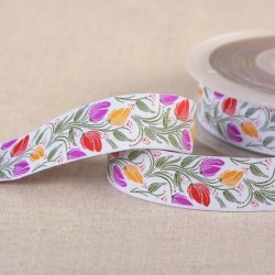 White floral jacquard braid 24mm - Calissone