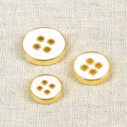 12mm white lacquered gold button - Calissone