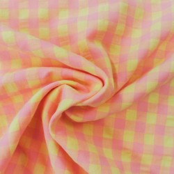 Vichy fil teint Bubble - Carreaux rose et jaune - Calissone