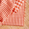 Double gaze de coton - Vichy Off-white Tangerine - Calissone